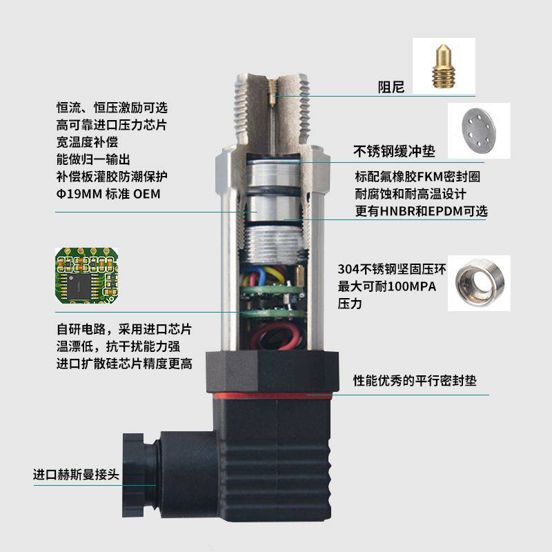 RS485压力变送器传感器通讯4-20MA输出恒压供水气油压进口扩散硅