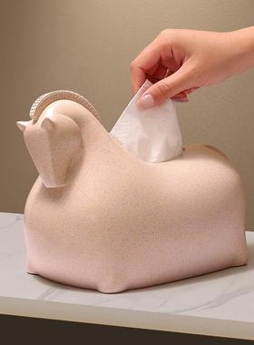 奢高级感马到成功桌几面摆件客厅茶饰装品创意YF084-75家用纸巾轻