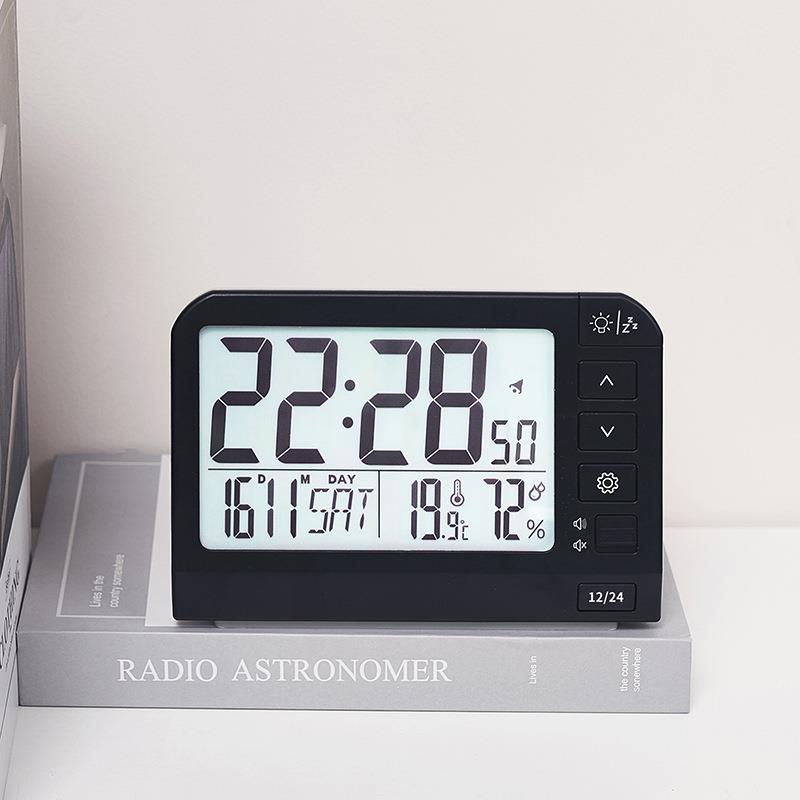 新款音大屏幕电子多功能LCD钟钟表床头夜光闹钟学YD109生静Y10D9