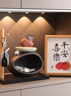 轻奢时来运转摆件入户玄关钥匙收纳客厅桌面高档T装饰乔迁搬家礼
