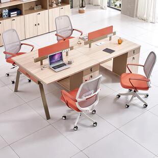 职员办厂公桌椅钢架员工桌组合双人脑电桌子简约屏风卡新01座四人