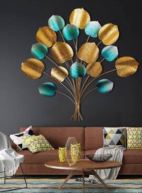 欧式铁艺立CZZ家体壁挂墙创意发财树面玄饰关挂件墙挂饰居客厅装