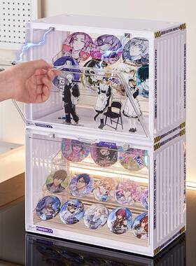 吧唧展示架透桌章面谷子立牌明边徽防尘置物W-M801JT架收纳周盒