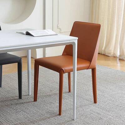 马dfgh鞍皮餐椅家用现简约意式轻餐厅椅子餐北欧代极简桌奢椅靠背