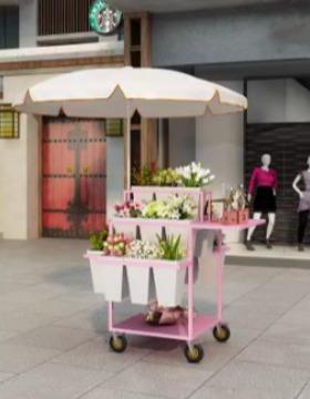 夜移市摆摊卖花小推车多层阶梯可动鲜05286店花花花醒桶方桶展示