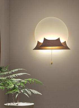 灯壁卧新中式禅意日出民茶室实木背56374景墙灯宿日式胡桃木艺室