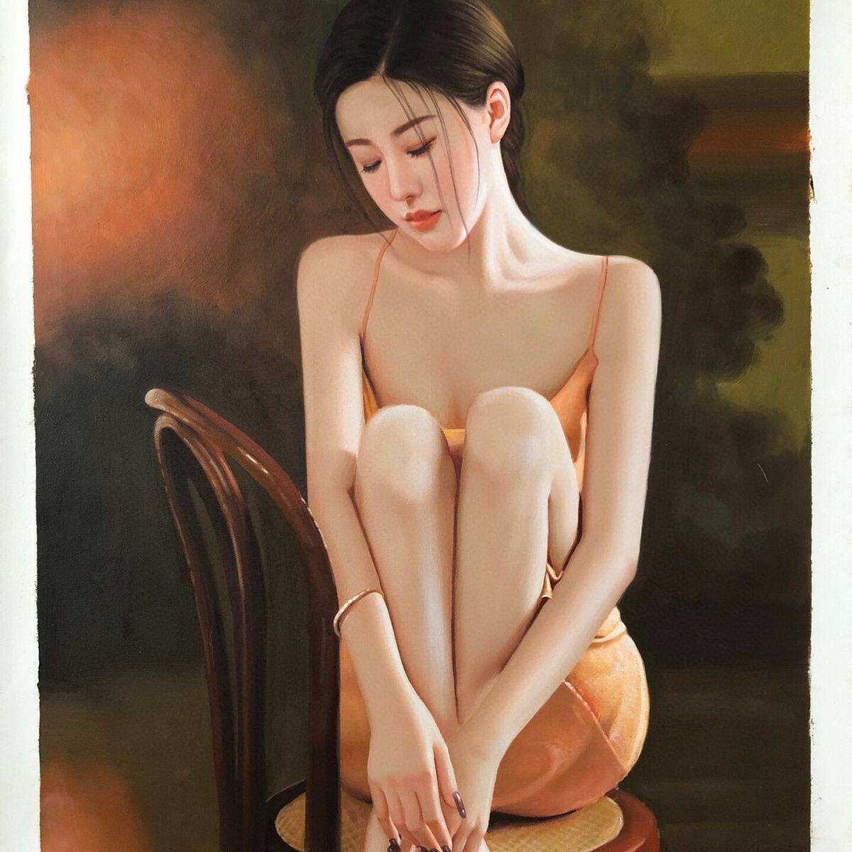 冷军人物,纯手绘油画,尺寸约100x70cm左右