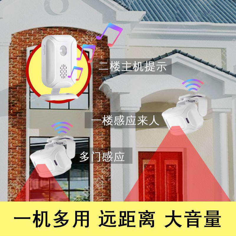 分体式感应门铃迎宾器欢迎光临感应器无线红外防盗报警器灵敏门铃