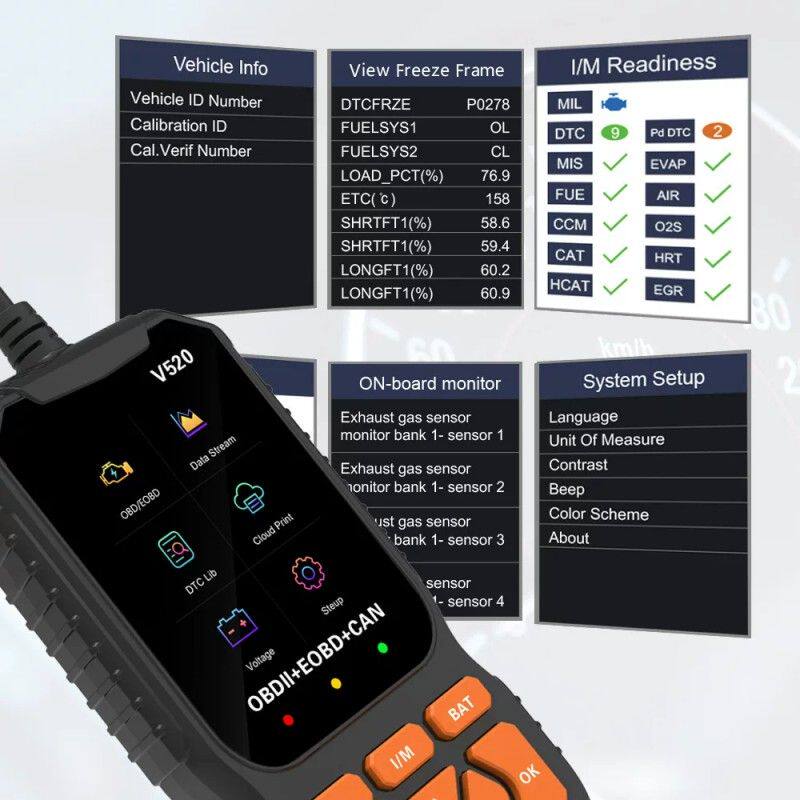 obd汽车检测仪汽车诊断仪故障解码仪V520电瓶检测扫描仪通用型