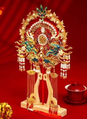 娘团扇结婚中式礼成品diy材料婚包结婚扇双面新工A221喜扇马面手