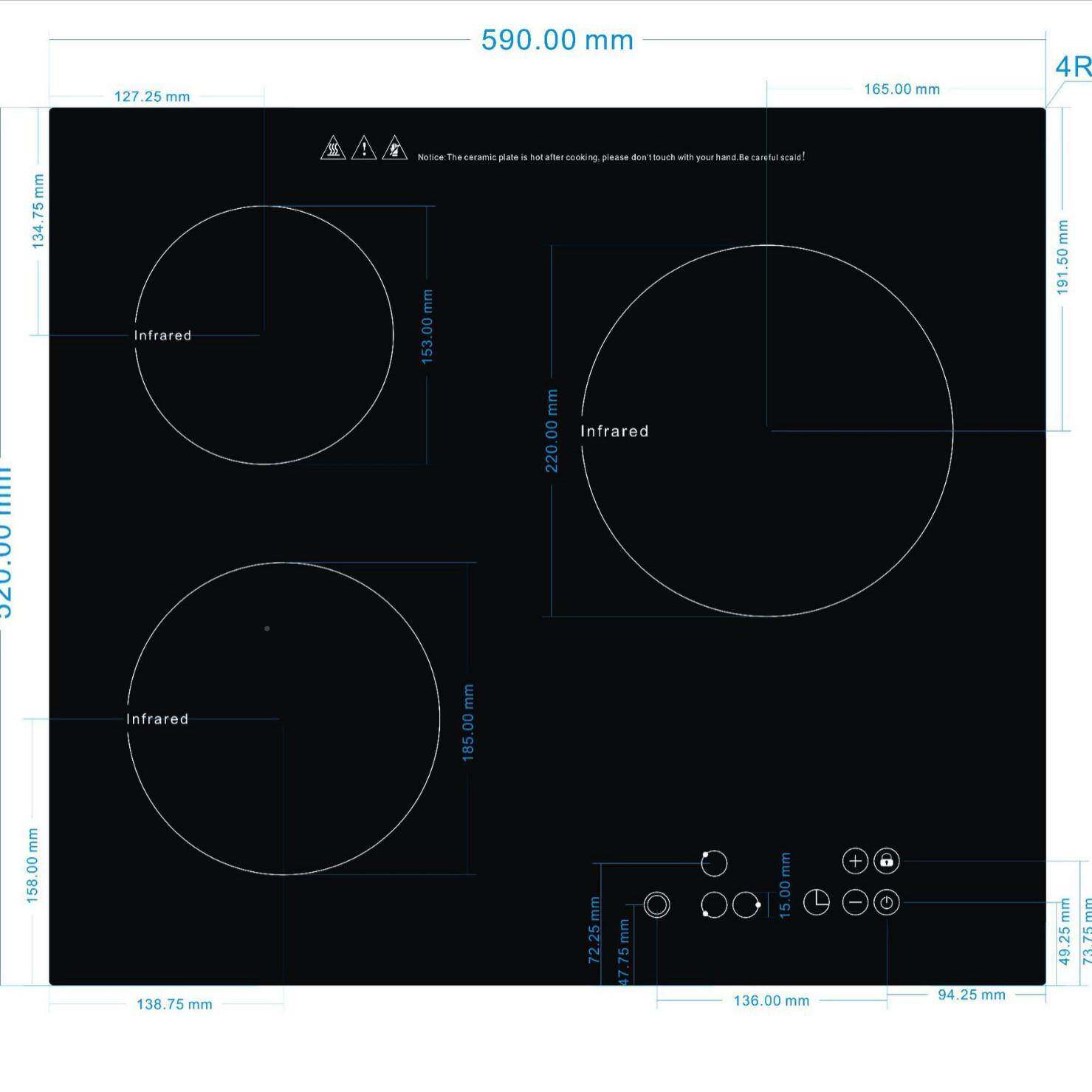 工三头电磁炉嵌入式用商电陶炉灶大功率电磁厂三眼电512热炉英文