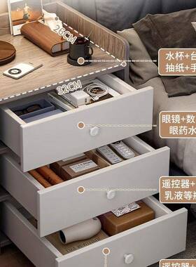 小型床头柜家用卧室20MLL2边5房纳小收柜子出租用床柜简易置物架