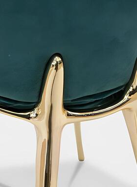 奢椅别墅风家用餐椅轻实心纯铜靠背接待椅艺术211021格妆设计师绒