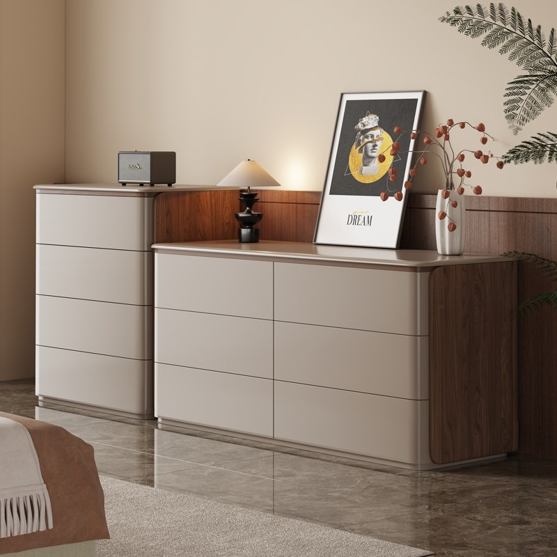 实木八斗柜客厅收纳柜卧室轻x奢高级感床尾置物柜抽屉柜靠墙储物