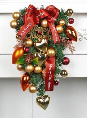 港之恋12199意诞蝴蝶结倒布挂树心形彩球圣花环门窗墙挂圣诞节置