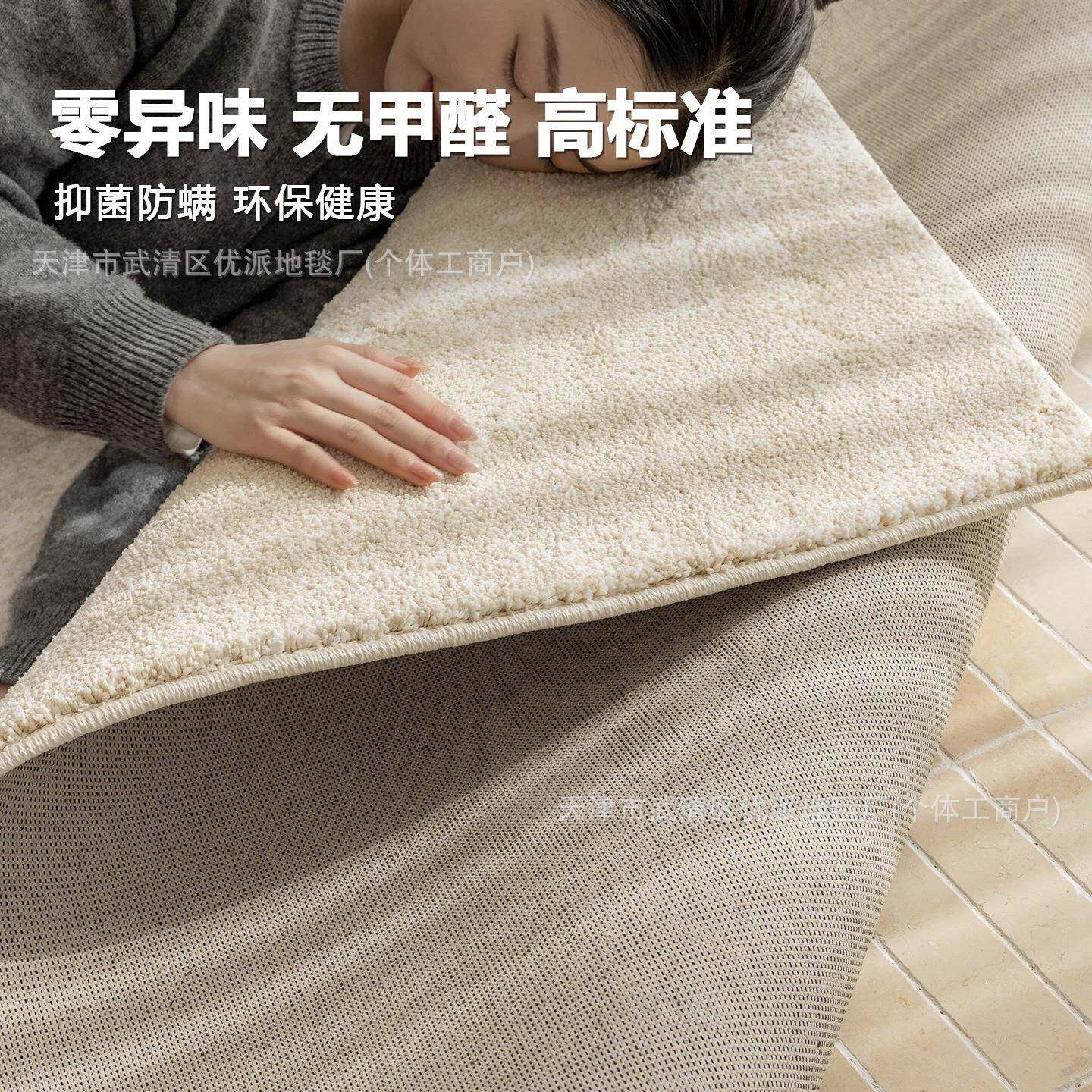 牛奶茶45237857丝加厚地卧意式现代极简毯风轻奢高级客厅几毯纯色
