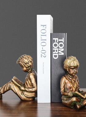 欧式复古书夹童书创样意书房摆件书房玄关挡书QSM靠书家居板间装