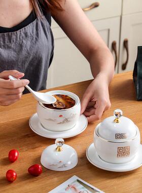 红日鱼专翅燕窝带隔水炖酒店餐厅用佛瓷跳墙炖IWJ盅盖陶小汤盅蒸