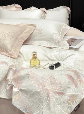 Aanf012类母婴轻奢10被支长绒棉全棉刺绣四件级套高档礼0品绣花纯