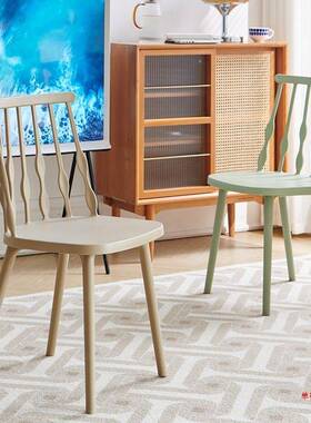简洽约现用代家GPL餐椅休闲谈法温莎椅塑料加厚家用创意奶油风椅