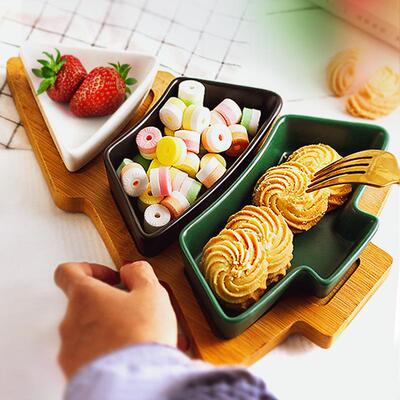 盘日式LNF创零意诞圣树形食拼盘小吃水果碗碟子特别甜点盘子分格