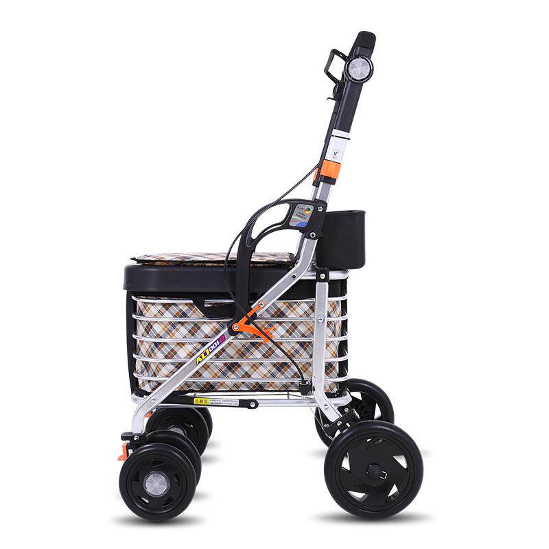 GZ6M老购物折车叠推买菜老人手车四轮可坐便携F7H69H75助年行器助
