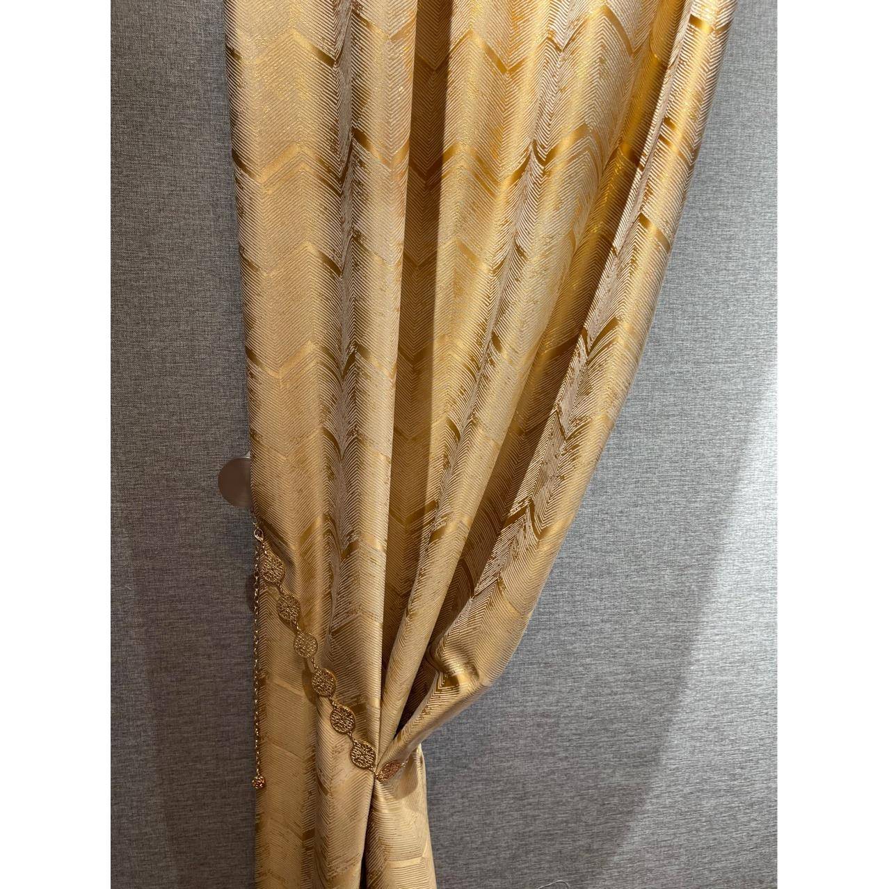 20单2年783新款金丝线轻奢客厅香槟金水纹提花靠包布1波窗帘简时