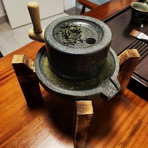 天然青石家用小石磨盘手工斗茶具抹茶石磨幼儿园儿童手摇小石磨盘