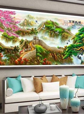 万里城富FJ0689贵绵长迎客松十字绣202延0款新山水画大幅满绣客厅