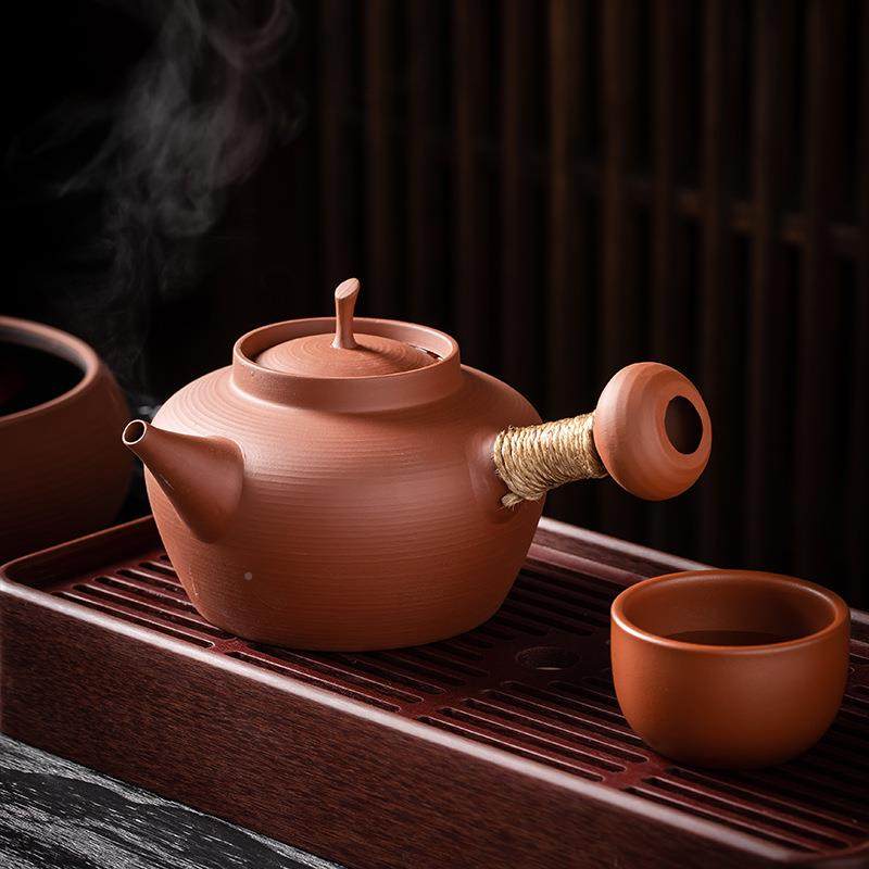 手红炉泥砂铫烧水跳盖壶侧泡茶煮水壶把潮州玉书煨电陶茶工初系列