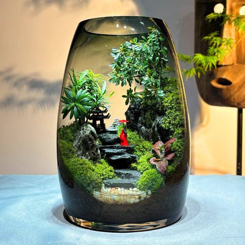 杜鹃办亭苔藓微景观BYK公室iy桌面摆件礼物意造景生态创瓶d绿植盆