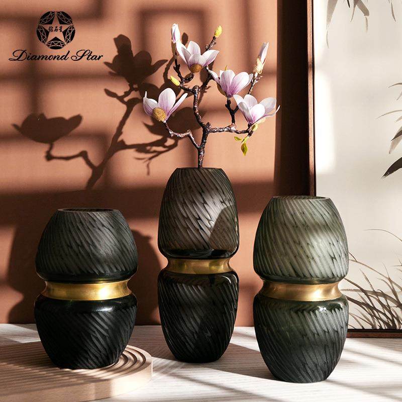 钻石星花瓶新中式复古轻奢创意镶铜高档插花器摆件玻璃花瓶,机械设备,其他机械设备,淘宝优惠券,粉丝福利购,淘宝优惠卷