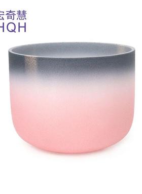 黑色粉色渐变磨砂水晶歌唱碗水晶音乐钵瑜伽音疗打击乐器颂钵