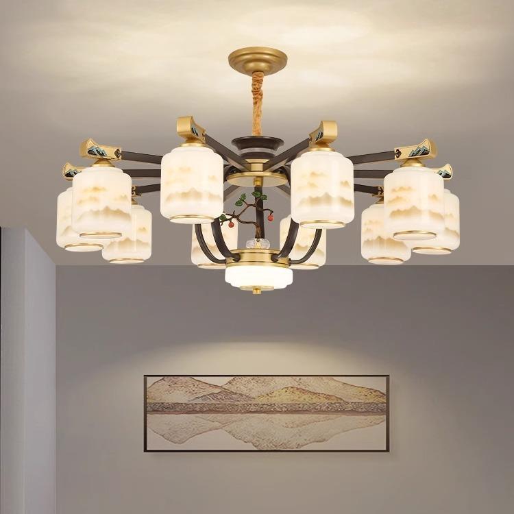 客厅871风扇灯隐形吊扇灯2餐02风5新款家用新中包厢厅电式扇吊灯