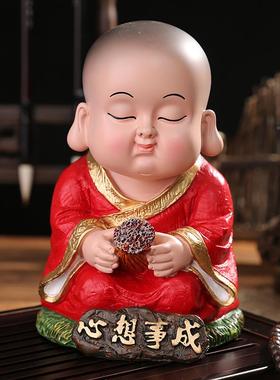 意创小和件中尚式禅意小沙弥311323客厅办摆公桌玄关书房装饰品礼