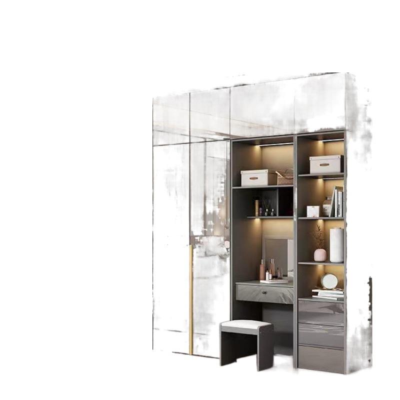 衣实木质衣柜用卧室现代家简约开UVY门收纳衣橱组合整体带梳妆台