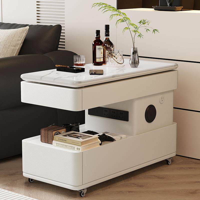 可移动降岩板沙发边柜多客厅家用带轮边几功能带排无品牌/插奶油