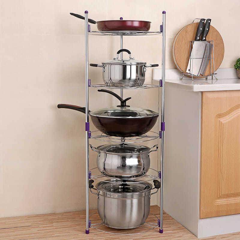 锅具圆厂家直供收纳架厨房层锅架储架物专放锅橱柜分层架形置多物