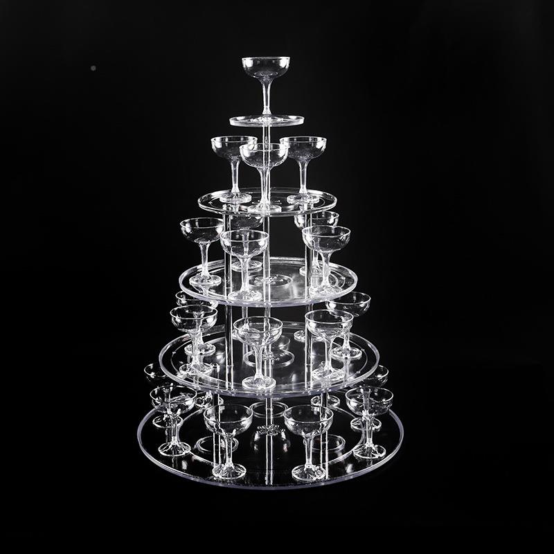 婚香槟塔五层圆克力香槟形PIF塔婚庆道具庆塑料香槟杯婚亚礼酒塔