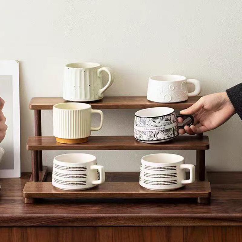 桌功面物架实木层收纳架茶杯架博置多古架多/1能摆放架展示架子储