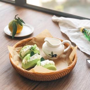 越南藤托盘水果盘藤篮篮日式 手日工 ltao6075竹编面包筐点篮子心式