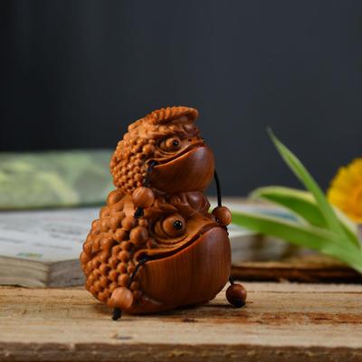 崖柏木雕摆件手把件顶呱茶虫家364呱男士居随身文动物呱玩呱来财