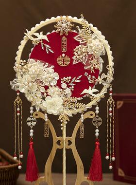 新款奢华纯手工团BMIL0AVv扇面送古式新娘双朋友喜结婚礼物扇