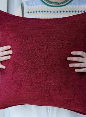 以曼绛红色客厅家居枕FS758426抱枕沙发卧室靠床上枕靠垫民宿色纯