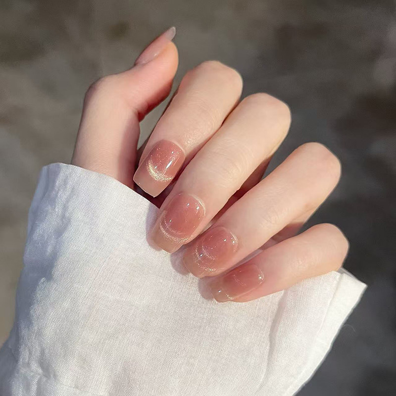 粉晶猫眼手工穿戴甲短款裸色美甲成品假指甲贴片高级感显白指甲贴,彩妆/香水/美妆工具,穿戴甲/甲片,淘宝优惠券,粉丝福利购,淘宝优惠卷