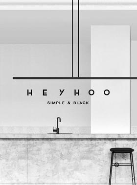 意式极简黑色全铜餐厅吊灯现代简约吧台北欧高端创意几何长条灯具