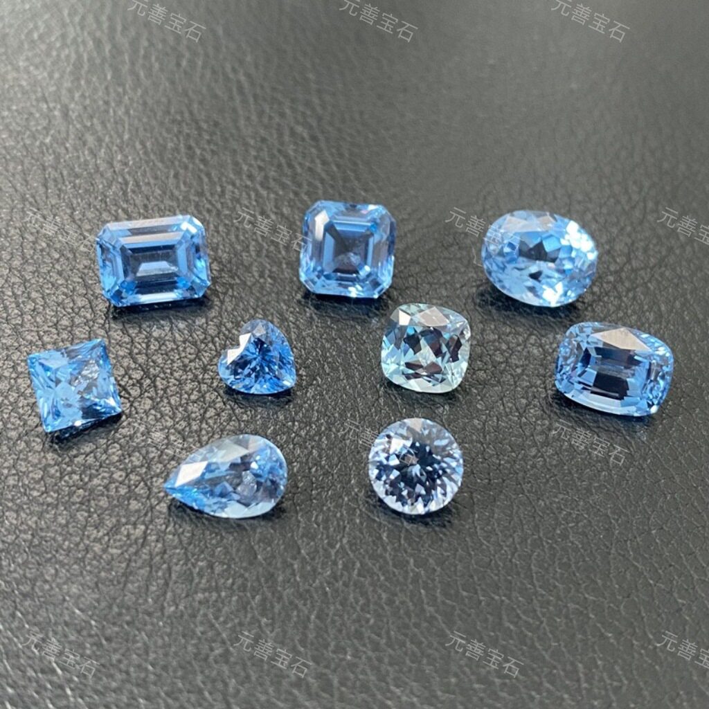 实验室培育宝石源头批发尖晶石成分石戒面培育彩宝超圣海蓝宝