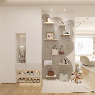 7K实木洞洞板入户玄关熊猫置物架免打孔配件墙上挂衣架装饰摆件定