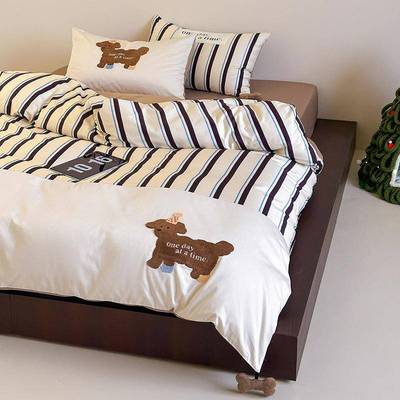 卡通风100S高支长绒棉四件套可爱毛巾绣数码印花被套全棉床上用品