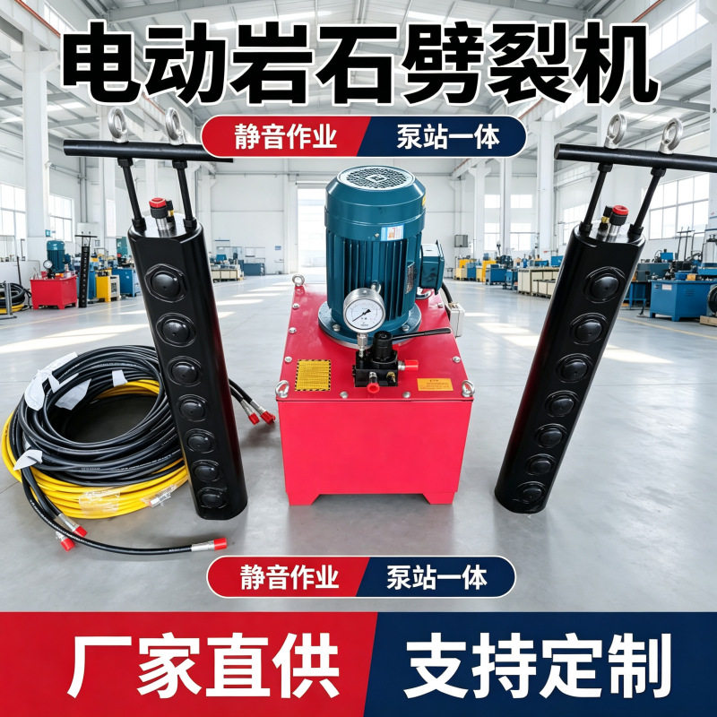小型电动液压岩石劈裂机静音分裂石材劈裂器移动式柴油岩石劈裂棒